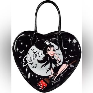 Brand new Elvira patent leather glitter drawing heart-shaped bag crossbody purse
